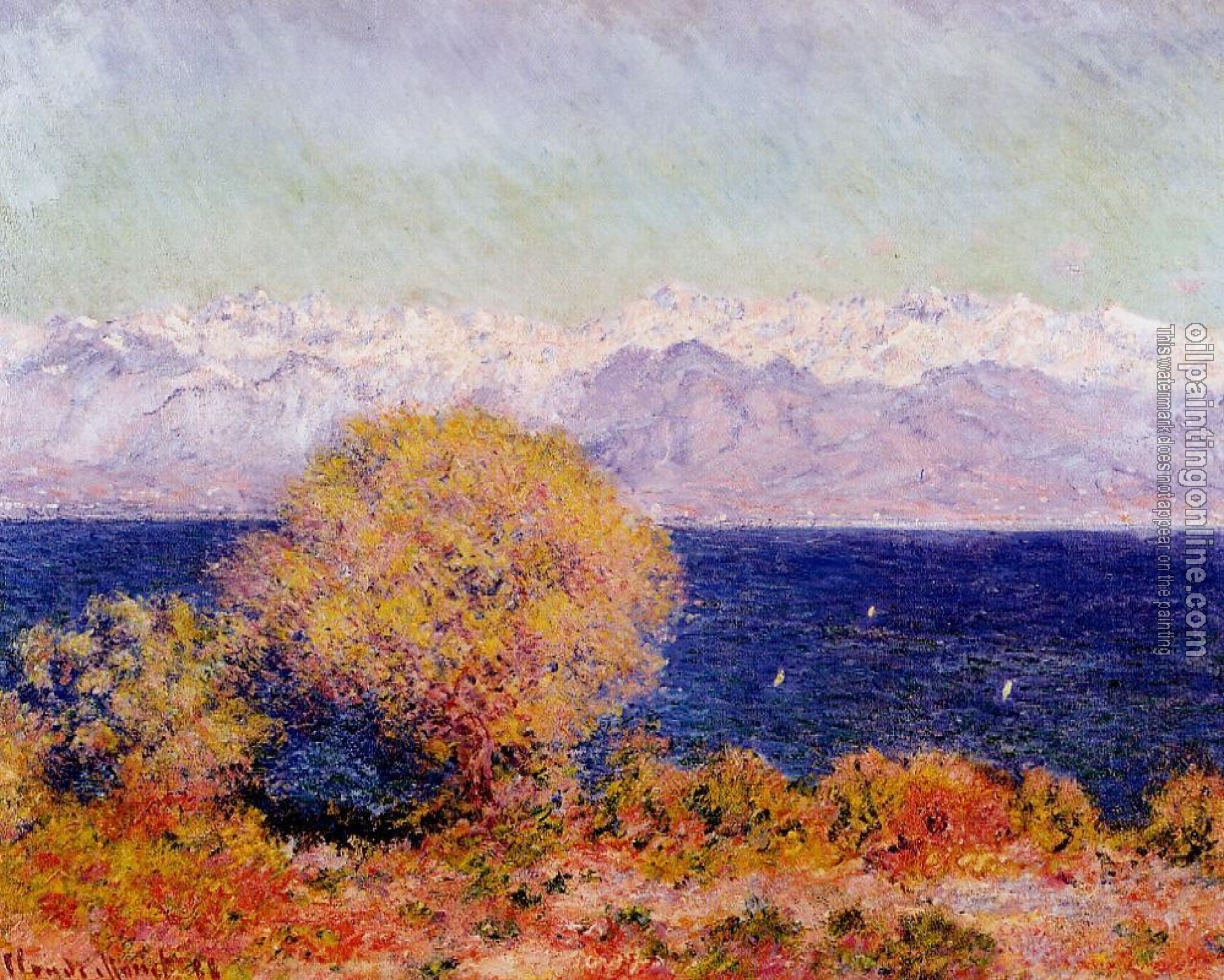 Monet, Claude Oscar - View of the Bay and Maritime Alps at Antibes